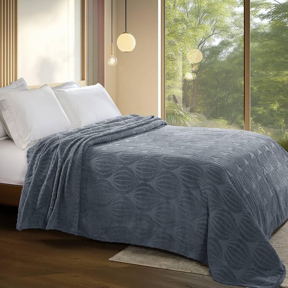 Colcha Chenille Jolitex Casal Encanto Toque De Algodão Azul