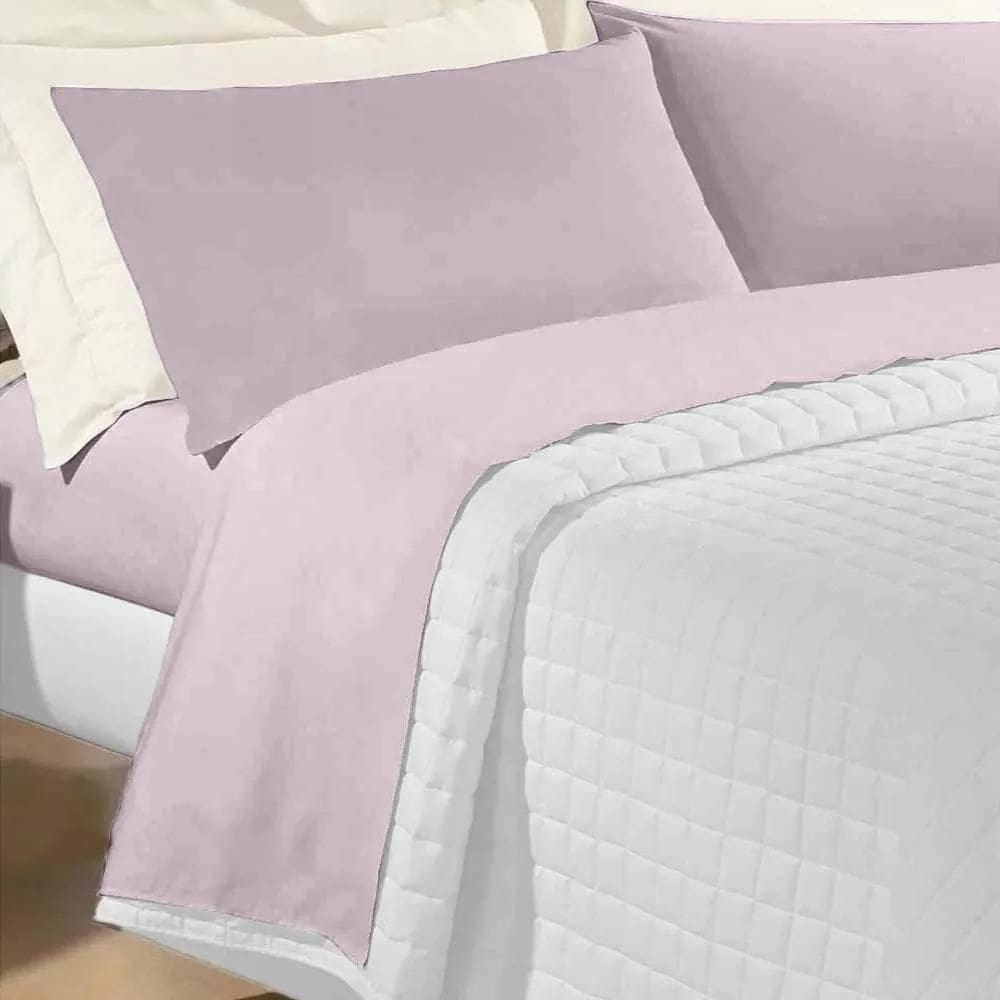 Jogo Cama King 180 Fios 100% Algodão Premier Andreza Rosa