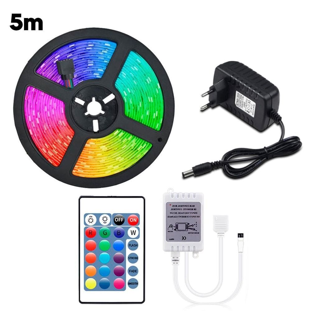 Fita Led Rgb 5M Brilho Iluminação Digital Controlador