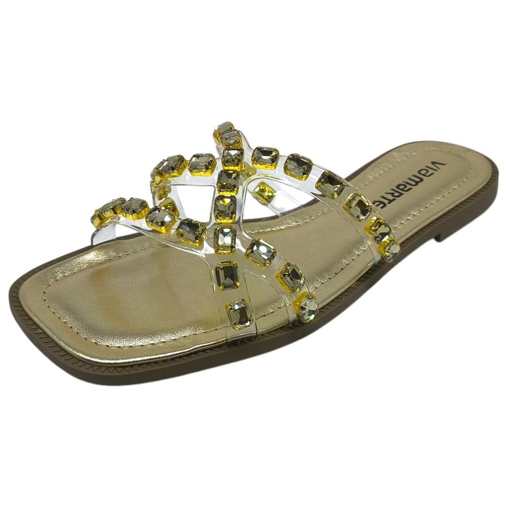 Chinelo Rasteira Feminina Pedrarias Conforto Via Marte