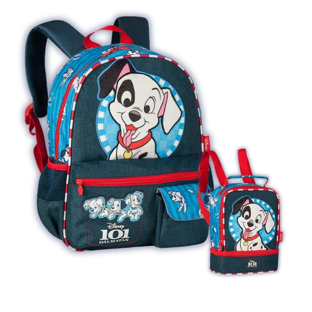 Kit Mochila Costas 101 Dálmatas Lancheira Térmica Bolsinha