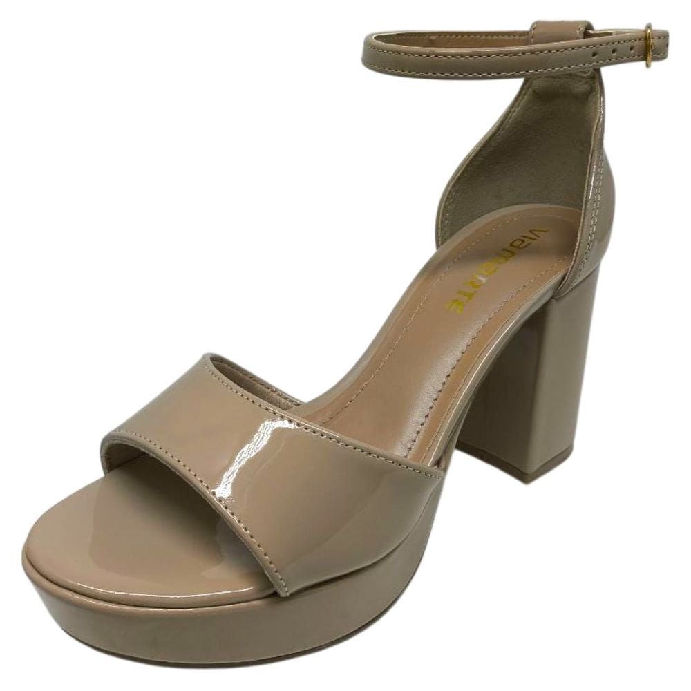 Sandália Feminina Plataforma Salto Bloco Conforto Via Marte