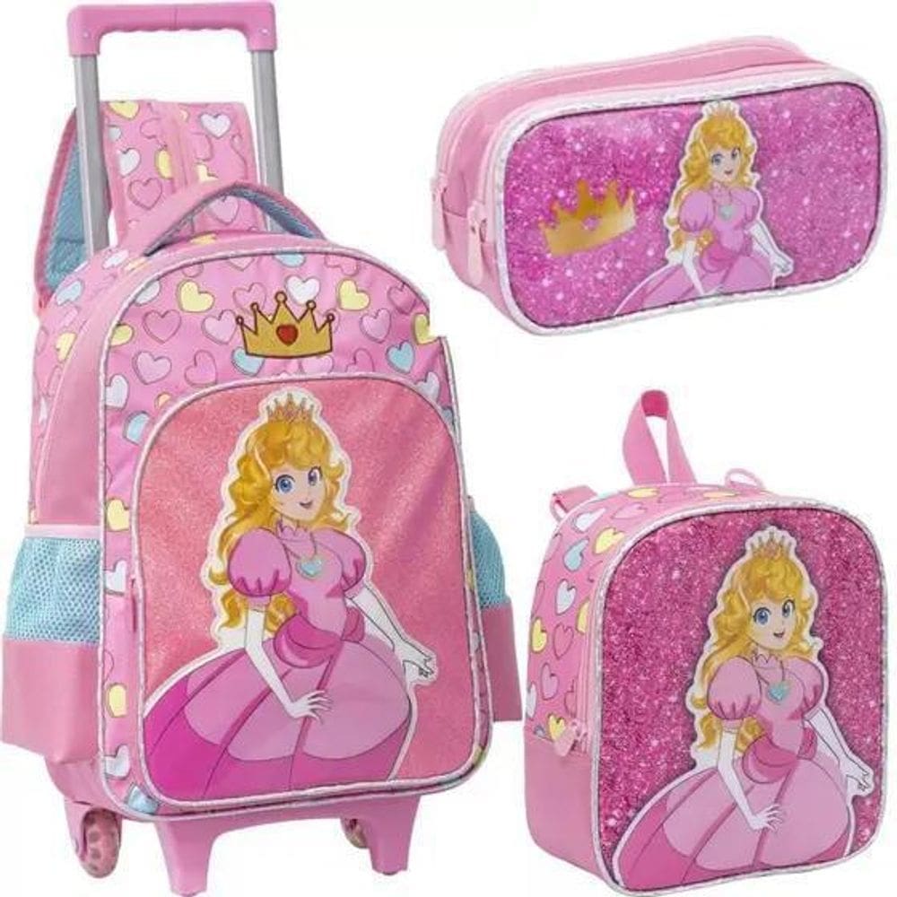 Kit Mochila + Lancheira + Estojo Duplo Yepp Princess