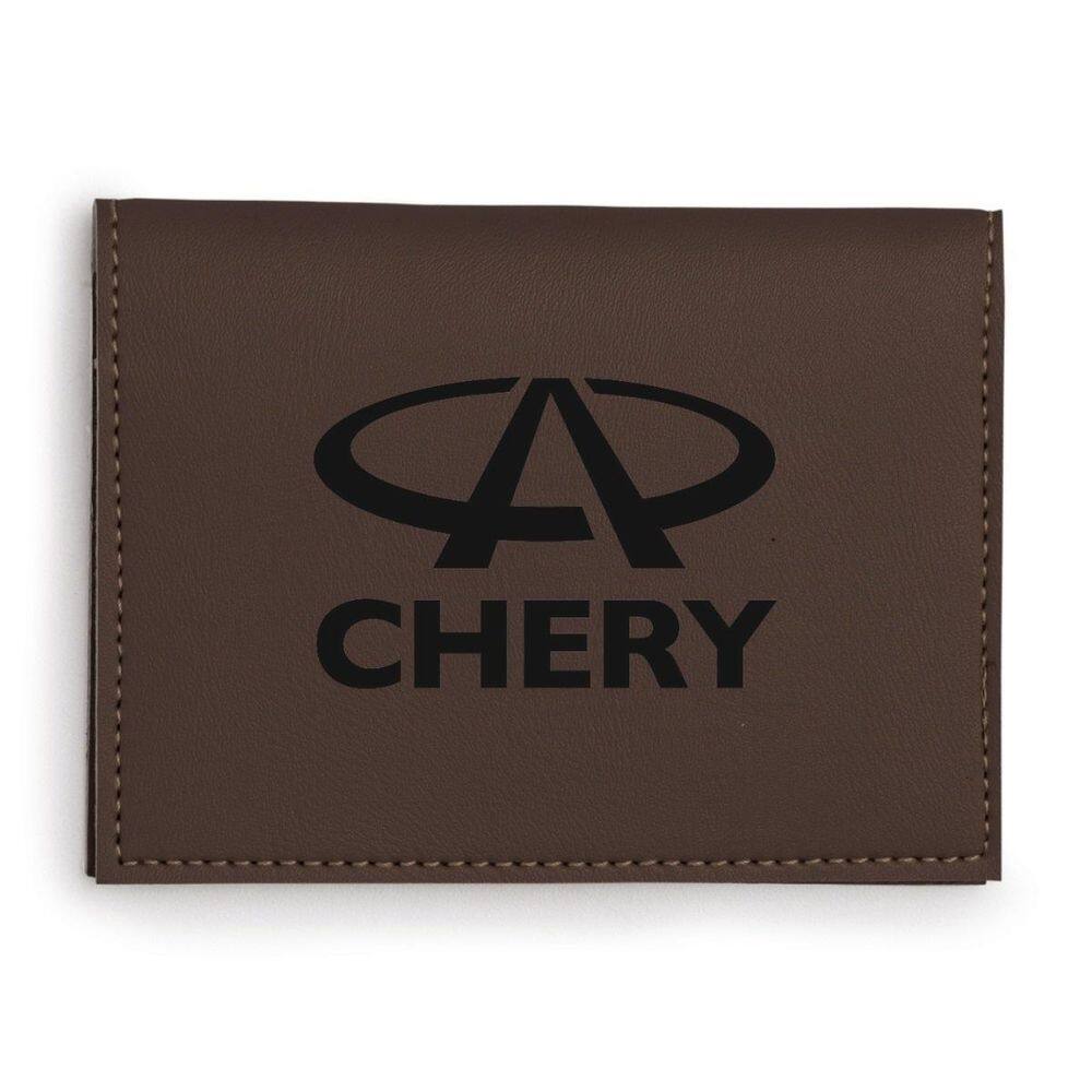 Porta Cartões Marrom Visor Transparente Para Chery