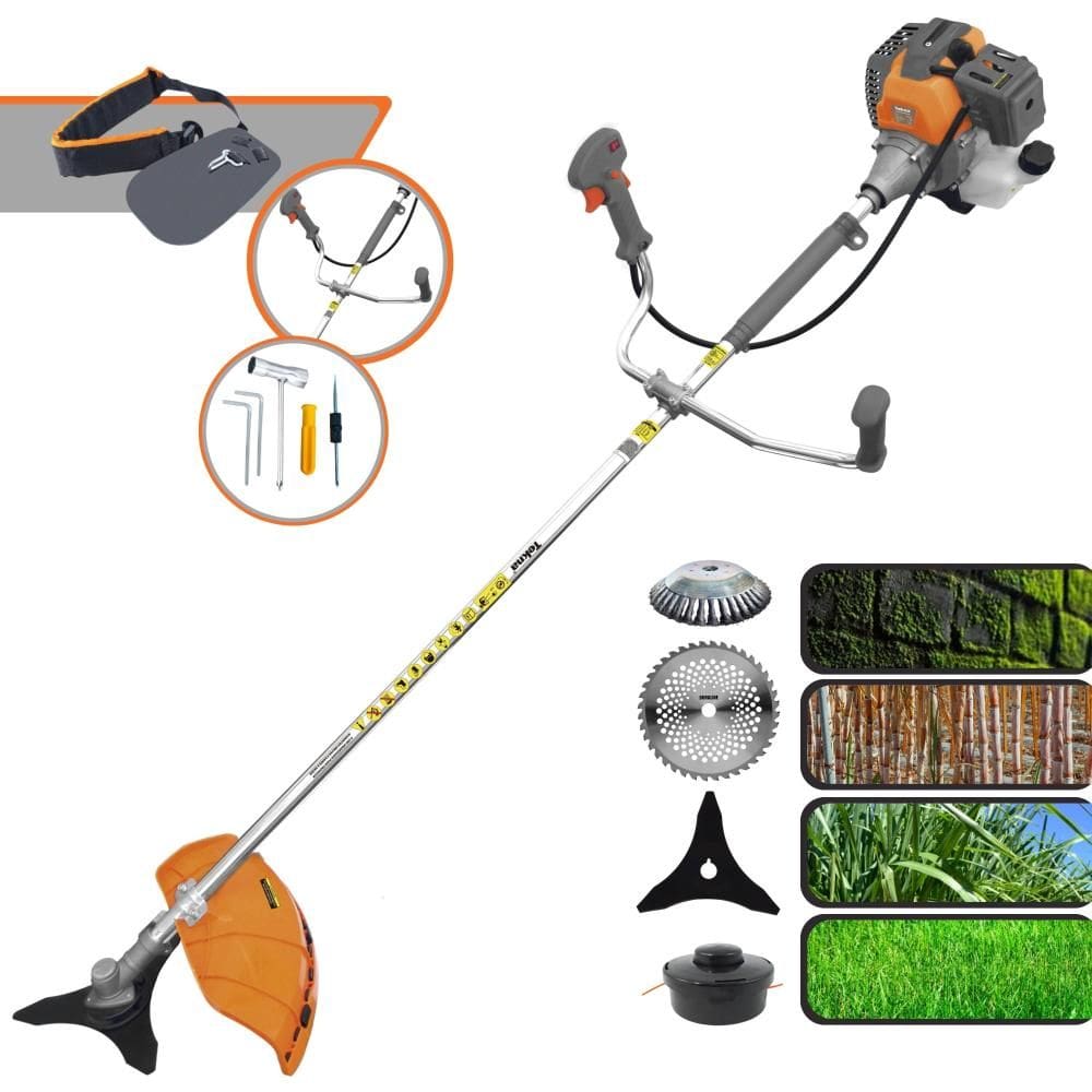Roçadeira À Gasolina Tekna RL520-P 52cc 2HP 10.000rpm Motor 2T Com Lâmina 3 Pontas + Lâmina 40 Dentes Vídea + Escova de Aço + Carretel de Nylon
