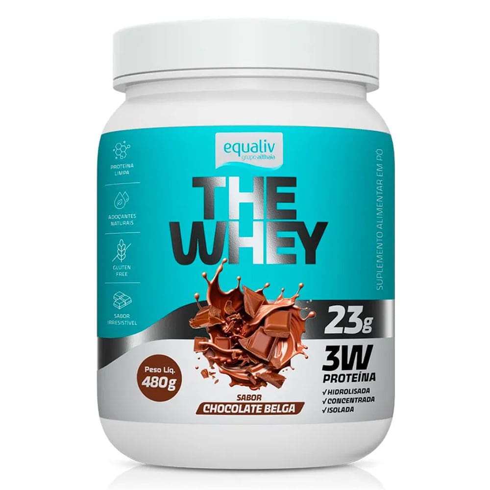 The Whey Equaliv Sabor Chocolate Belga com 23g de Proteína 480g
