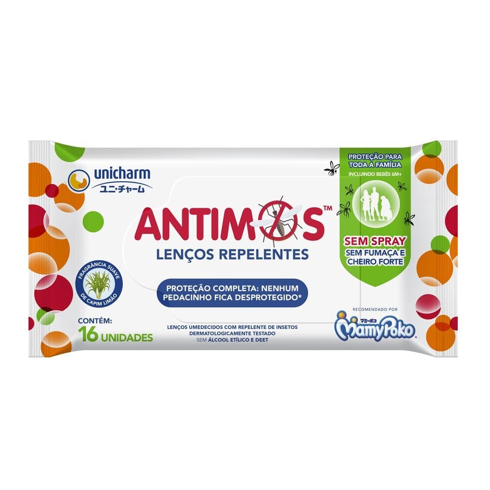 Lenços Repelentes Umedecido Antimos Repelente de Insetos Sem Perfume 16 Unidades