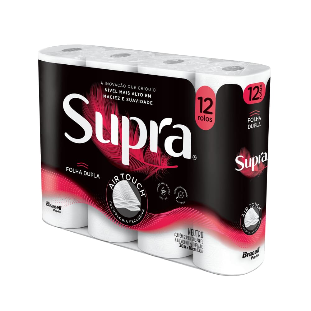 Papel Higiênico Supra Folha Dupla 12 Rolos