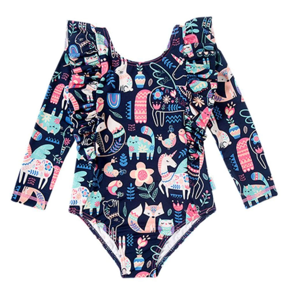 Maiô Infantil Manga Longa Proteção UV Folk Marinho Tip Top