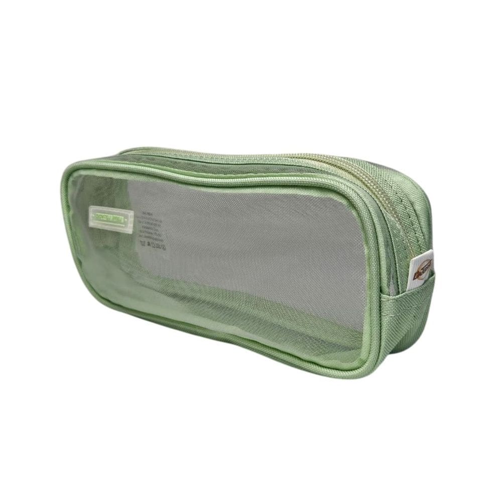 Estojo Escolar Tela Transparente Verde Premium Canetas Lápis Volta as Aulas Menino Menina Aluno Fofo