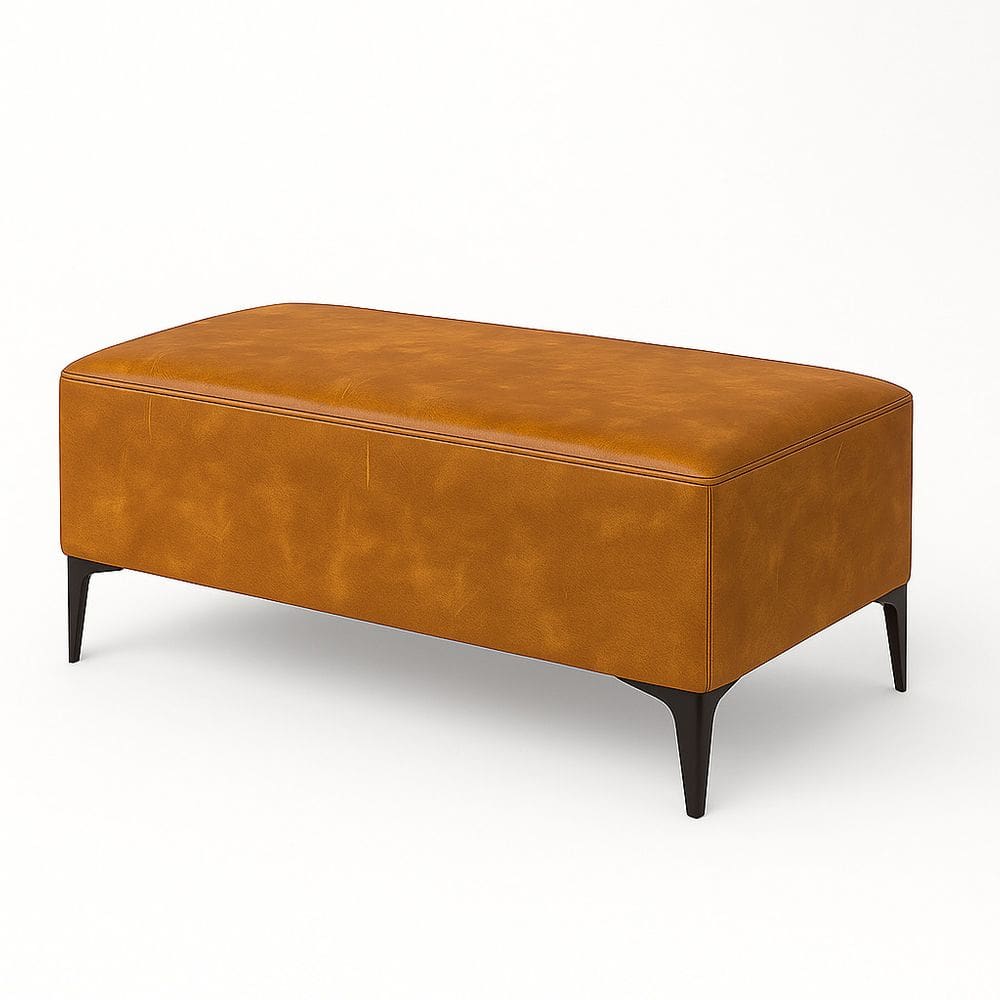Banqueta Vegas Puff Para Sala Quarto Closet Courino Camel