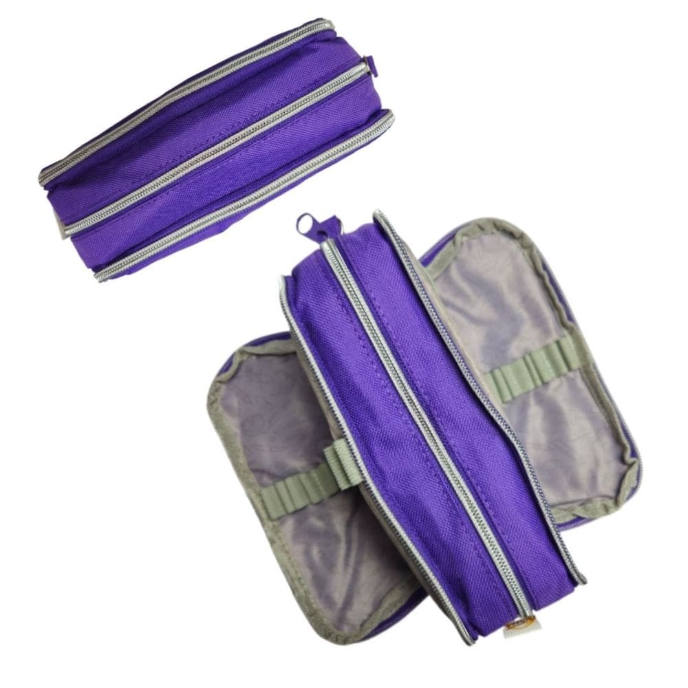 Estojo Escolar Duplo Grande Roxo Volta às Aulas Lápis de Cor Caneta Gel Tesoura Borracha Moderno TOP