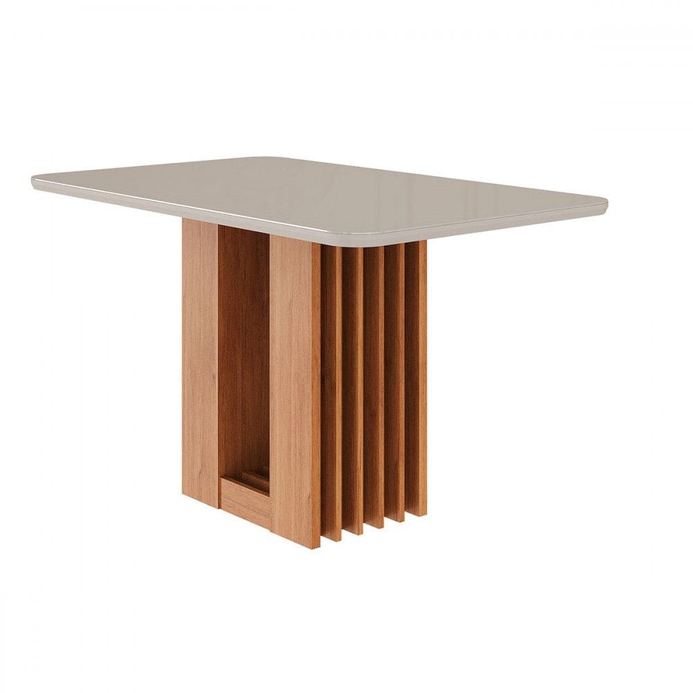 Mesa de Madeira Ariela 130 Cm com Vidro Cinamomo/Off White - Cimol