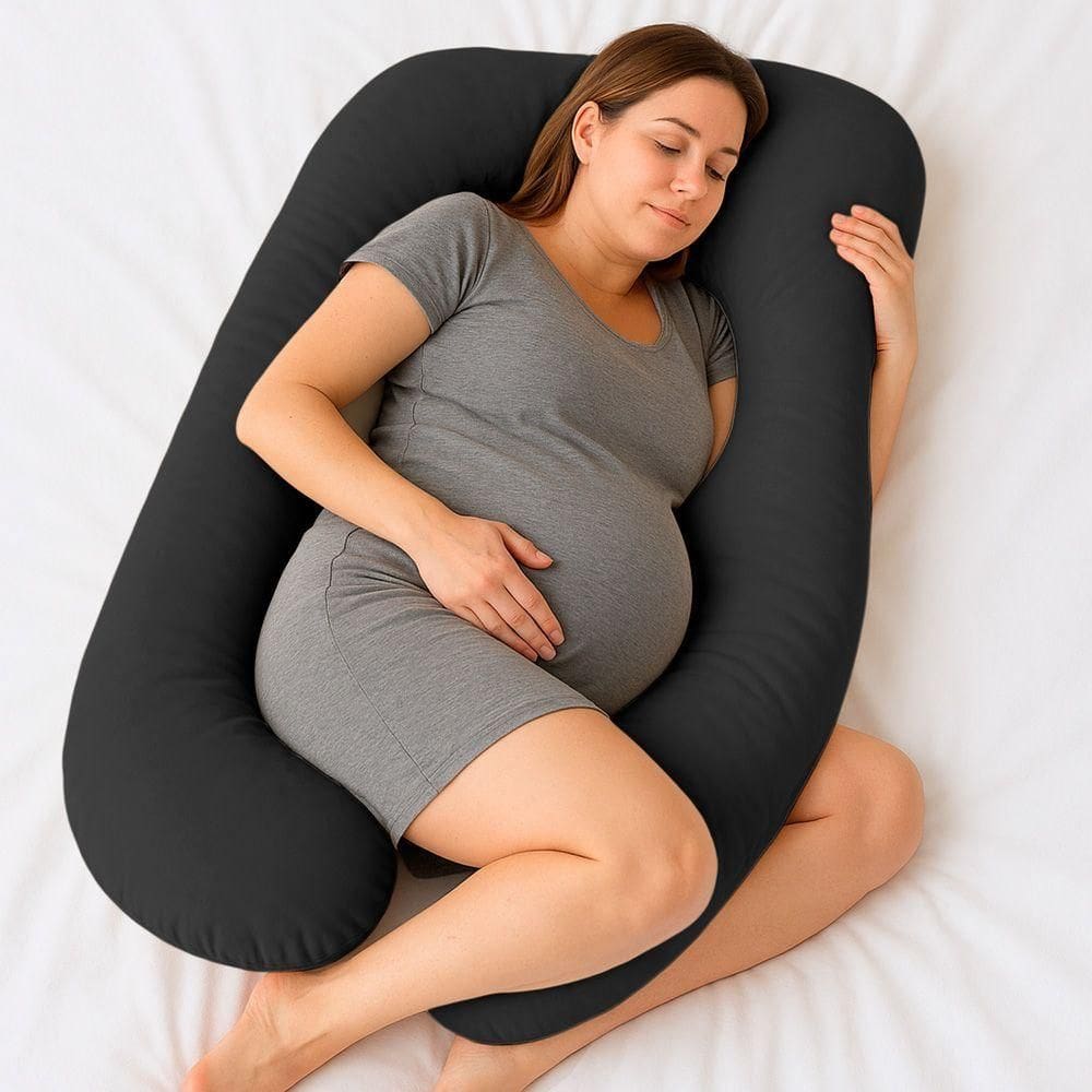 Almofada Travesseiro De Corpo Gestante Relaxante Isa Grande Macia Veludo Preto - Desk Design