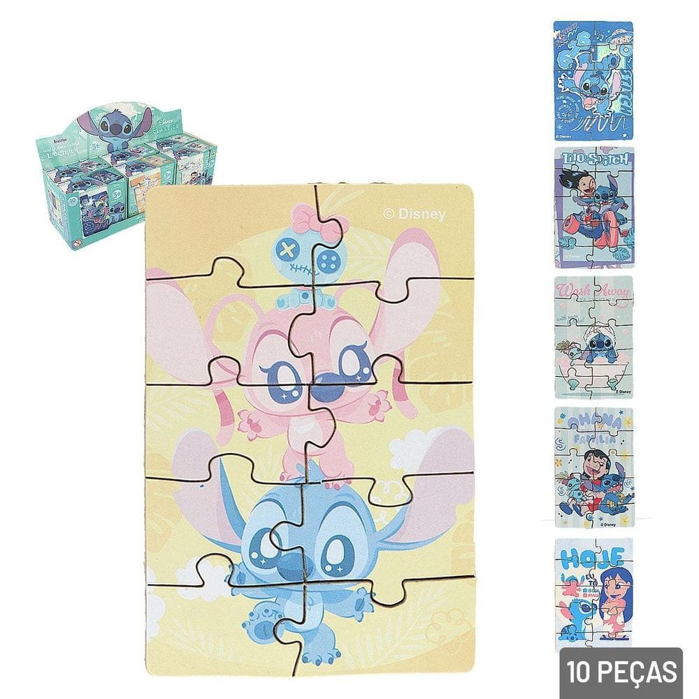 Quebra Cabeça 10 Peças Lilo Stitch  - Tudo em Caixa