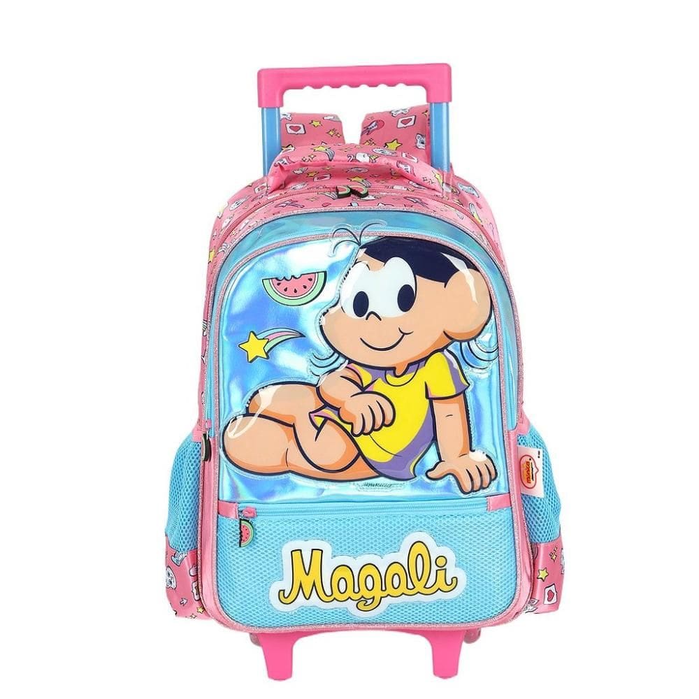 Mochila de Rodinhas Luxcel Turma da Mônica Relevo Azul