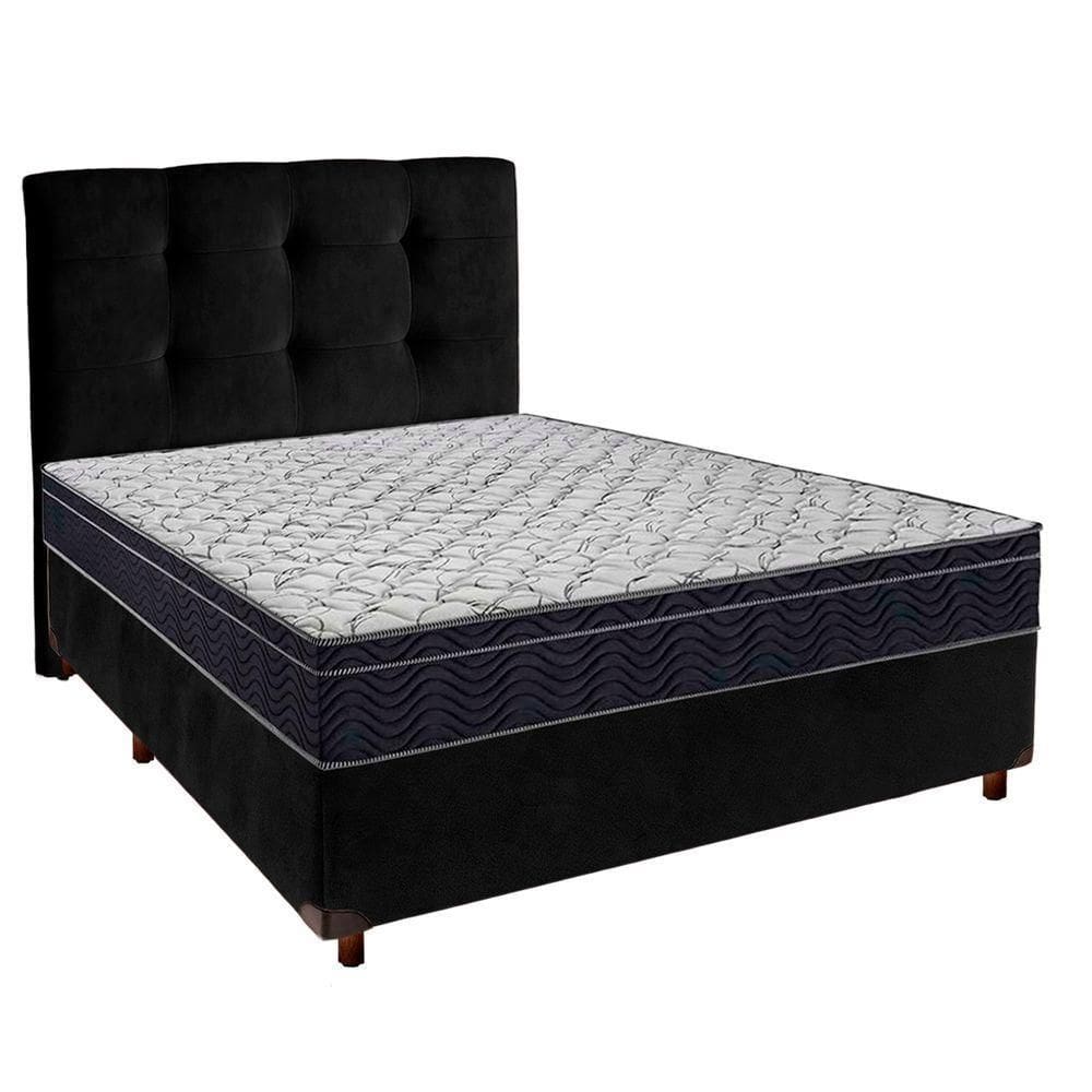 Cama Box Preto Com Colchão Casal Airtech 150 Ortobom E Cabeceira