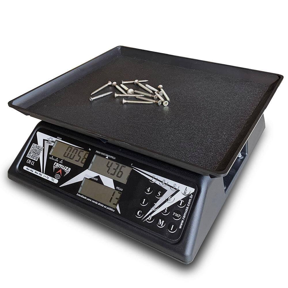 Balança Contadora Ramuza 3kg/1g Bivolt Cristal Preta Com Bateria