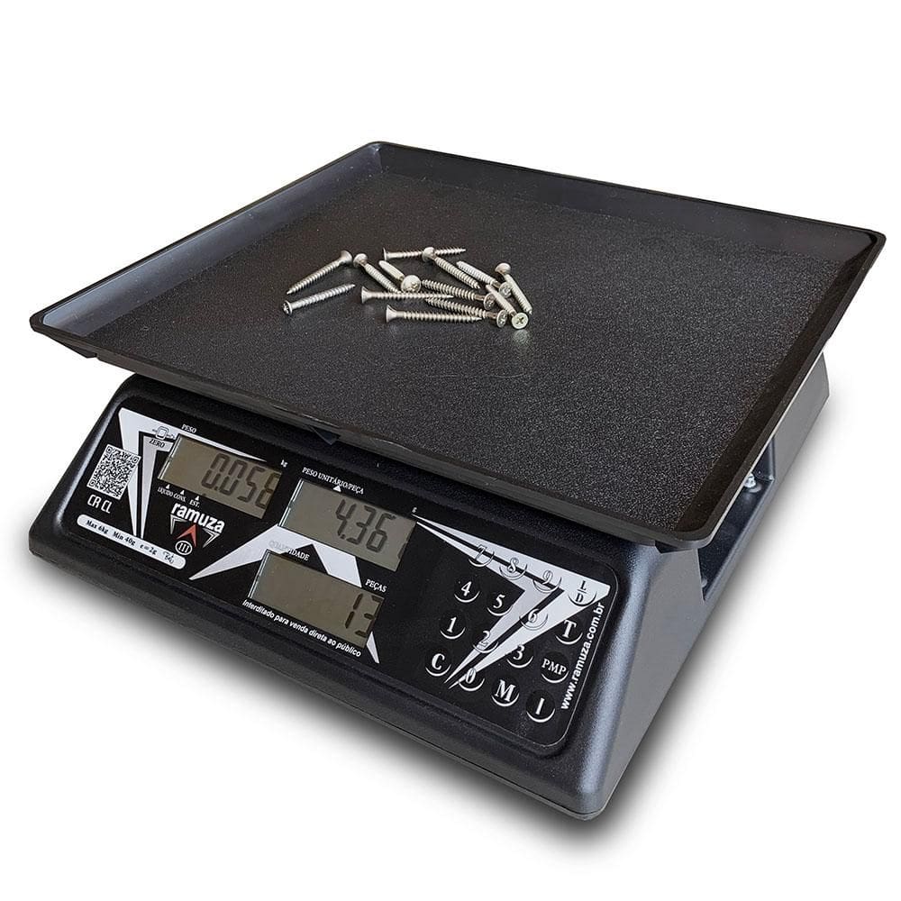 Balança Contadora Ramuza 6kg/2g Bivolt Cristal Preta Sem Bateria