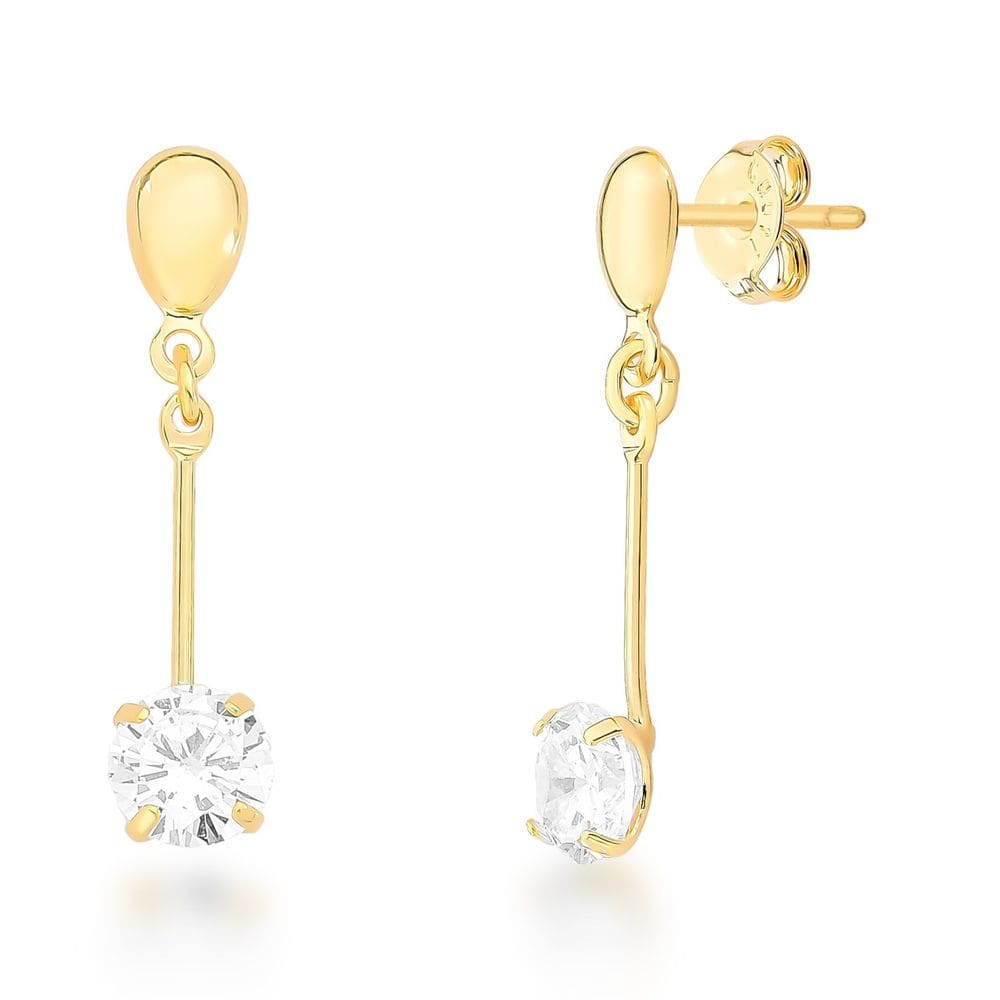 Brinco Pendurado Zircônia Folheado a Ouro 18k Hipoalérgico