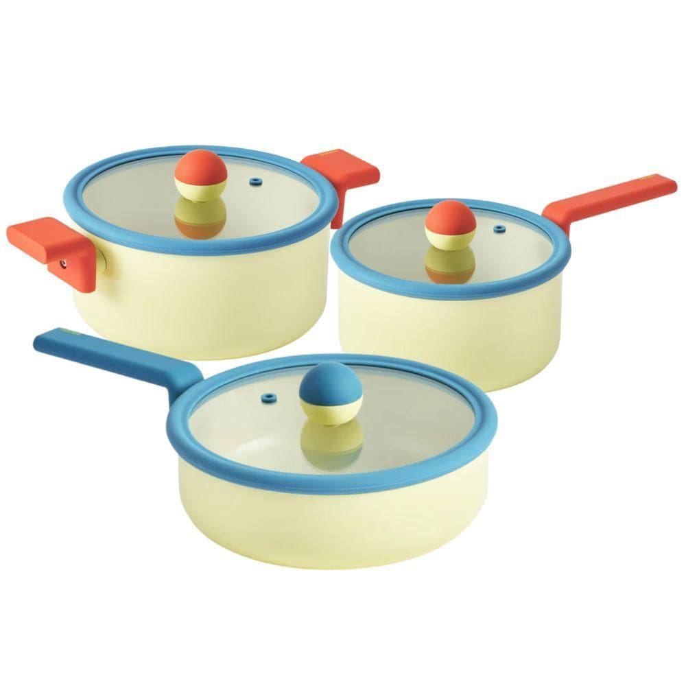 Conjunto De Panelas Indução Com Revestimento Cerâmico - Danish - Neoflam - Amarelo - 3 Peças