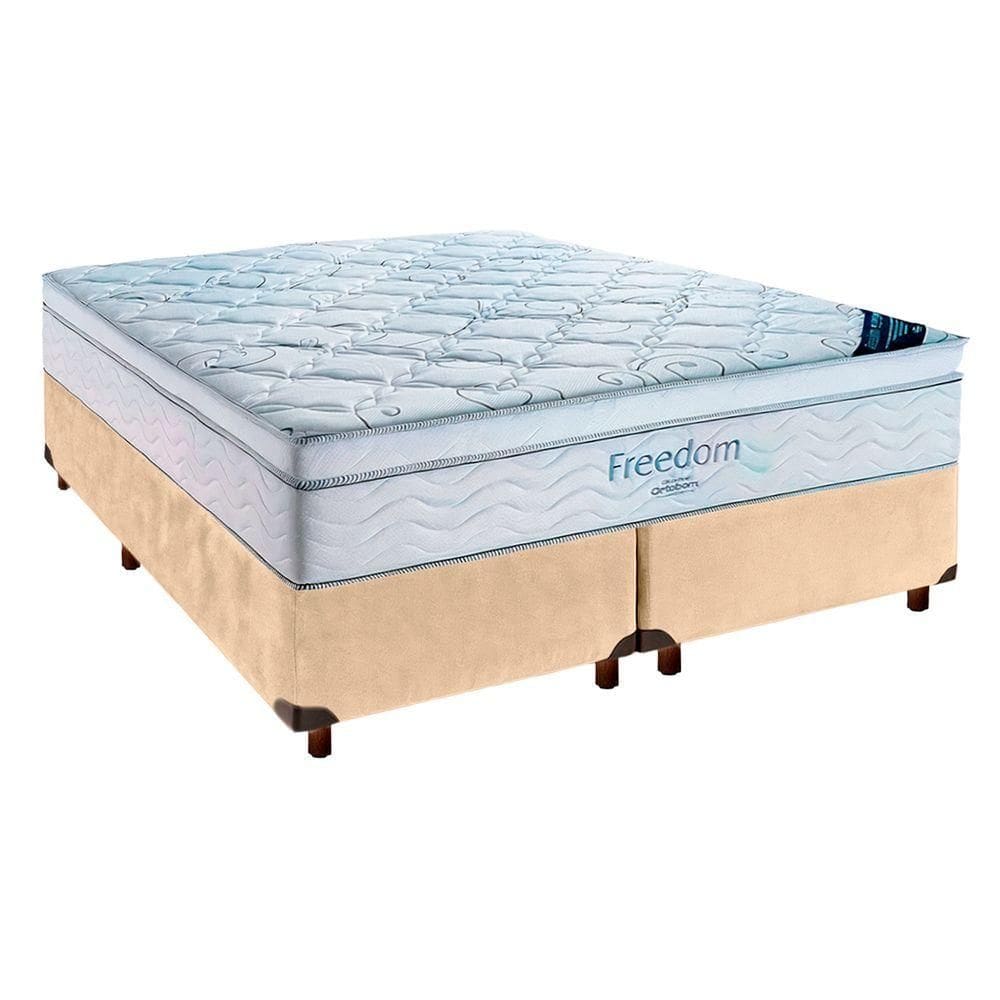 Cama Box Perola + Colchão Casal Freedom Ortobom