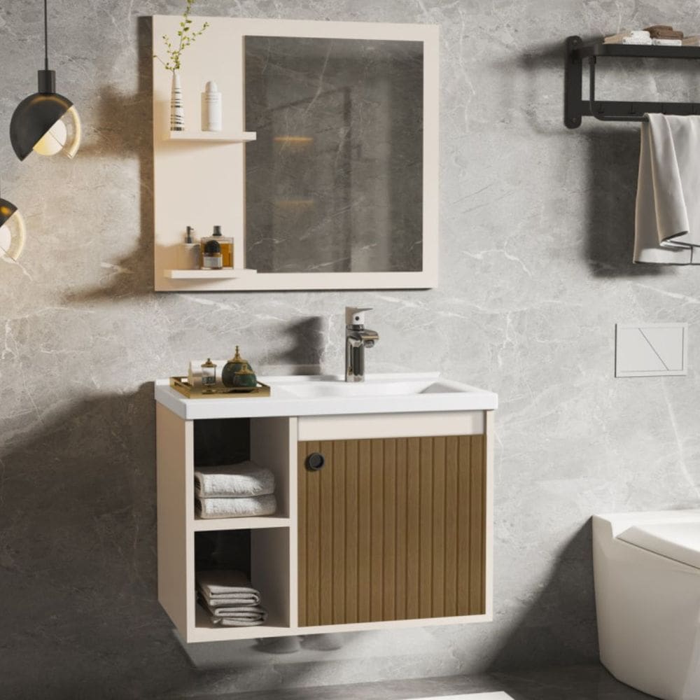 Conj Para Banheiro 60cm Adonis Pérola Ripado