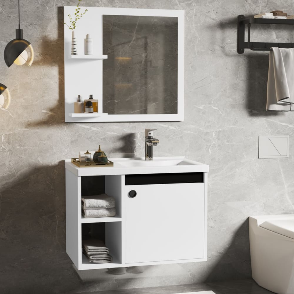 Conj Para Banheiro 60cm Adonis Branco Preto