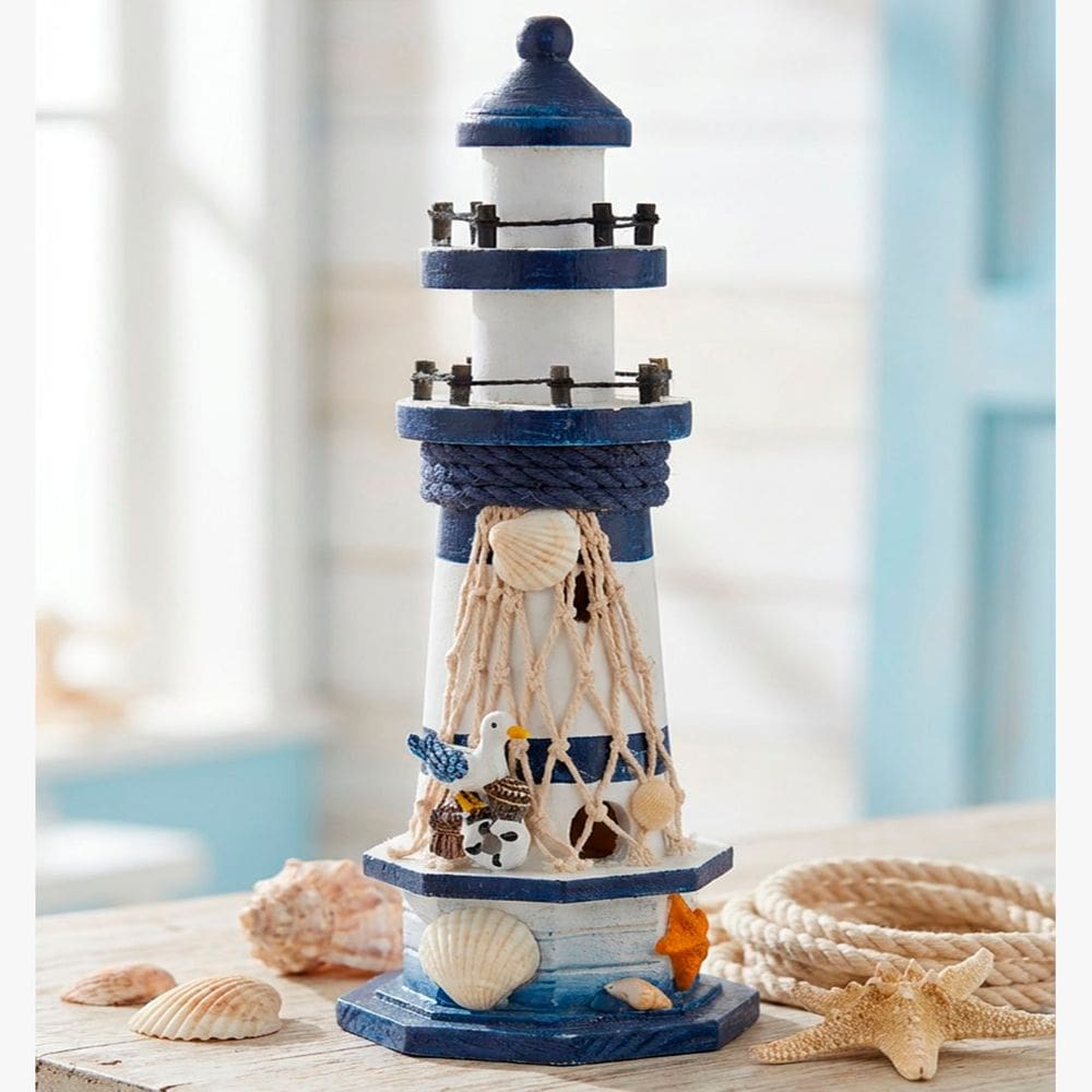Farol Decoração Náutico Artesanal Casa Praia Marítimo 24cm