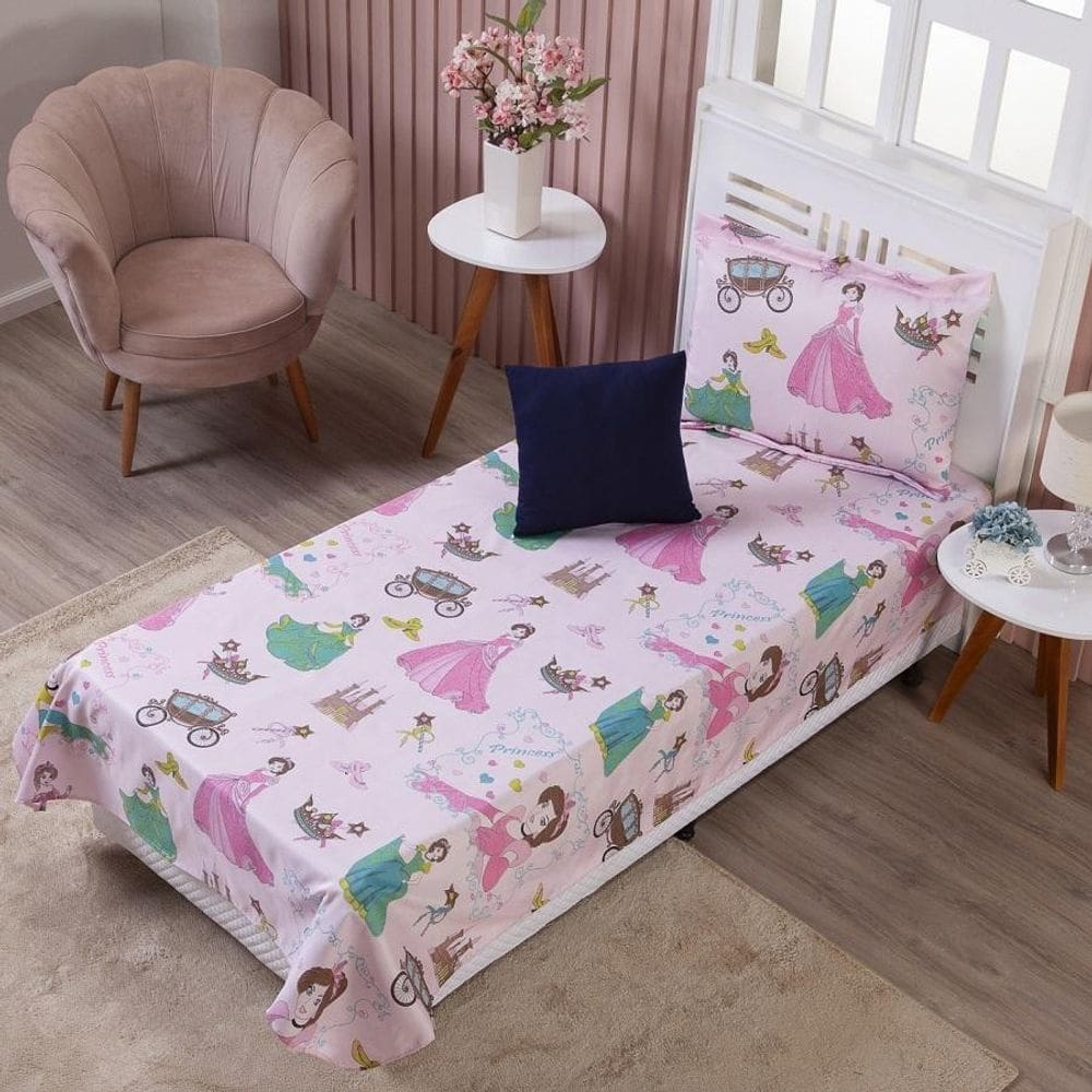Colcha Cobre Leito Infantil Solteiro Menina Personagens +