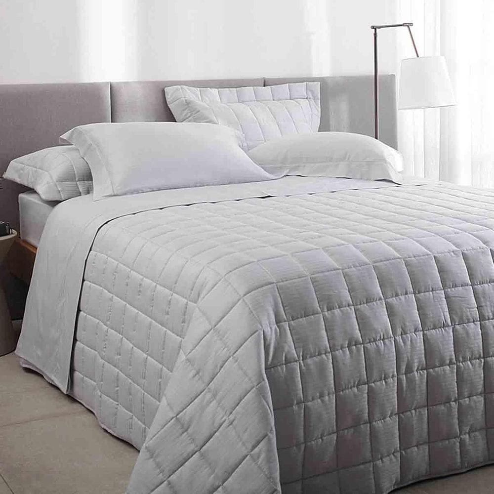 Jogo Cama Queen 300 Fios Damask Stripes Cinza Buddemeyer