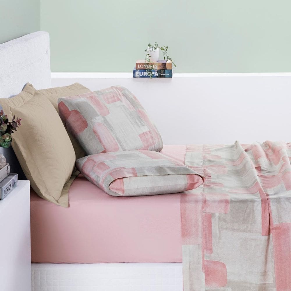 Conjunto Cama King Size Selin Lençol Estampado 100% Algodao