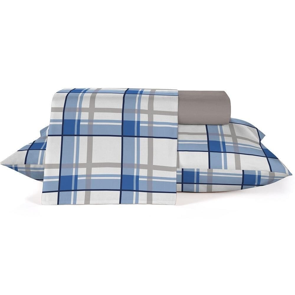 Jogo De Cama Casal Teka Diamante Tartan 4 Peças