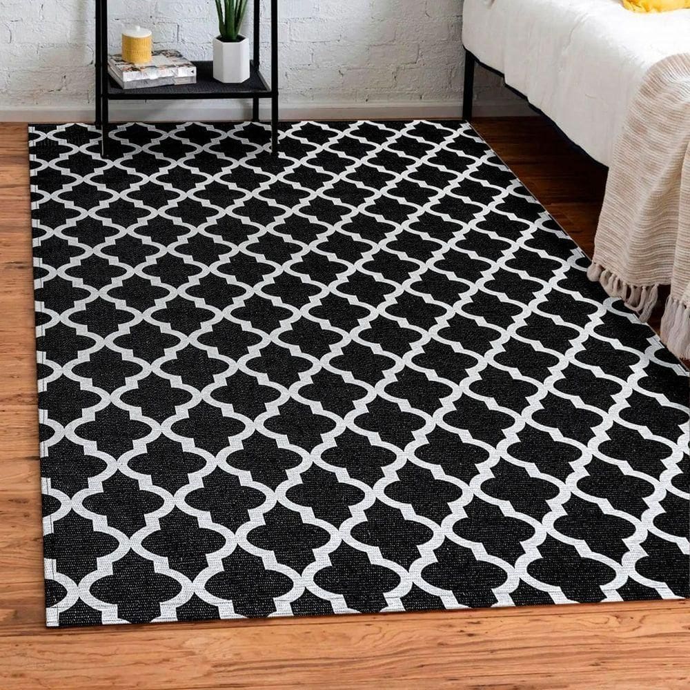 Tapete Em Tecido Jacquard Com Látex 1,35 M X 2,50 M 75% Algodão, 25% Poliéster - Arabesco Preto