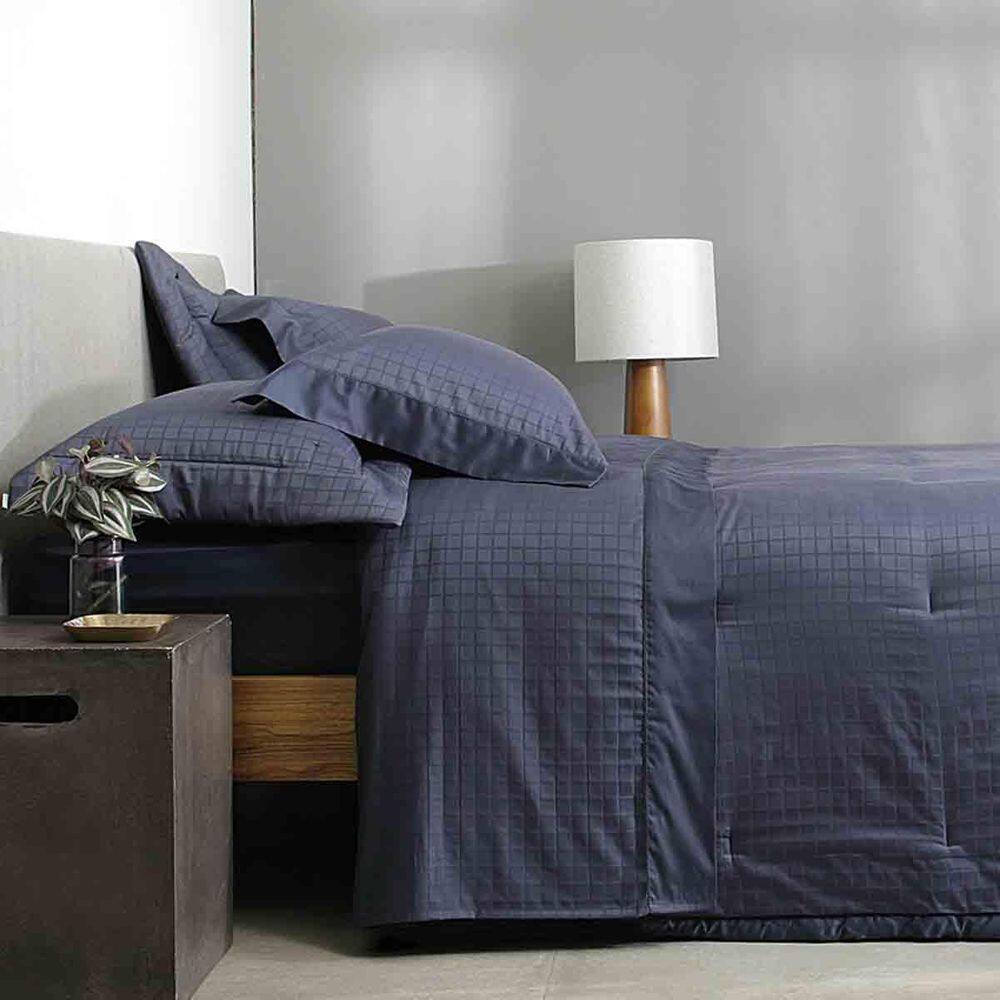 Jogo Cama Solteiro 300 Fios Damask Square Azul Buddemeyer