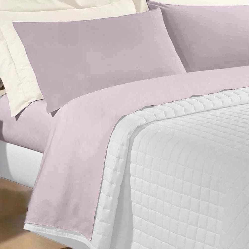 Jogo Cama Queen 180 Fios 100% Algodão Premier Andreza Rosa