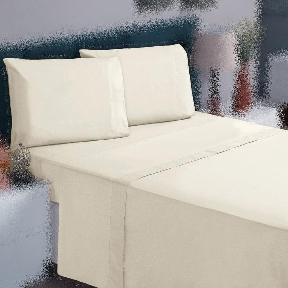 Jogo Cama Casal 3P Lençol Sem Elástico + Fronha 100% Algodão