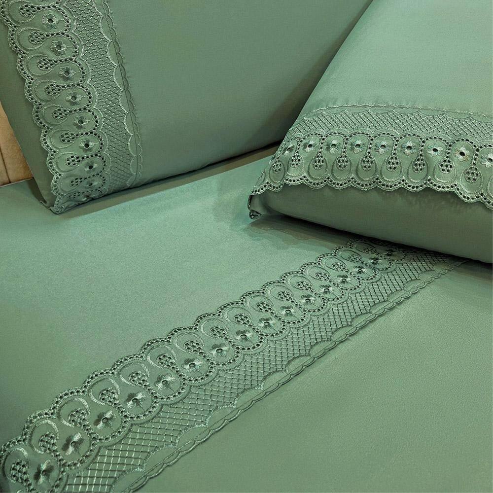 Jogo De Cama Lençol King D Mais 4 Peças - Esmeralda