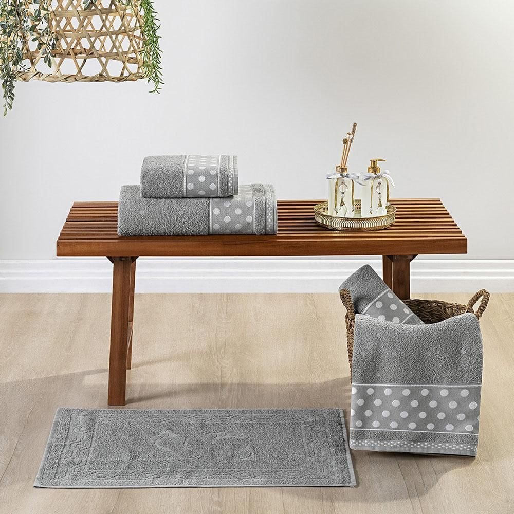 Jogo Banho Meggy Poá Bolinhas Toalhas Macias 100% Algodão 5