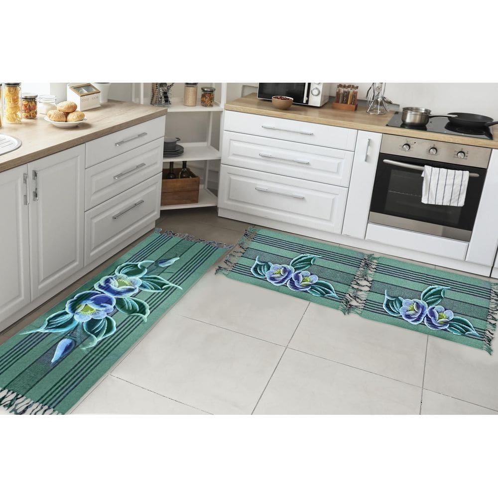 Jogo Passadeira Cozinha Kit 3 Pçs Tear Rustico Pintado A Mão