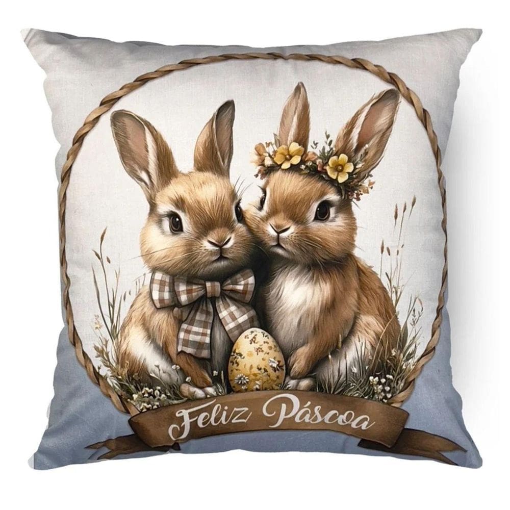 Almofada De Páscoa Florescendo Momentos Casal 43X43Cm