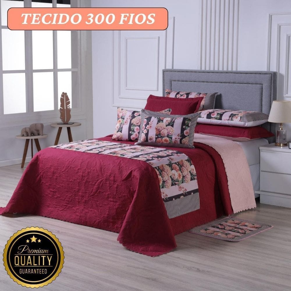 Cobre Leito 8Peças Dupla Face Micropercal 300 Fios Versalhes