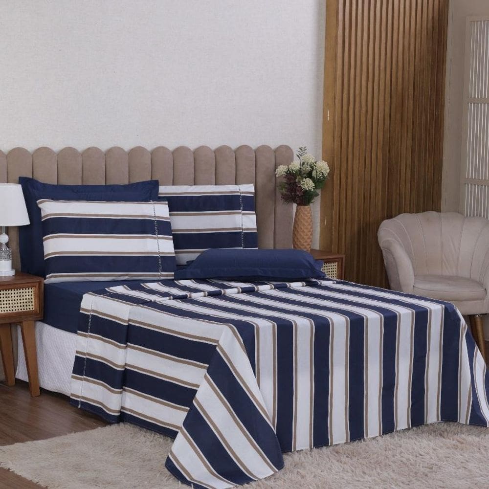 Jogo Cama Queen 4P Lençol + Fronha Esmeralda Percal 100%