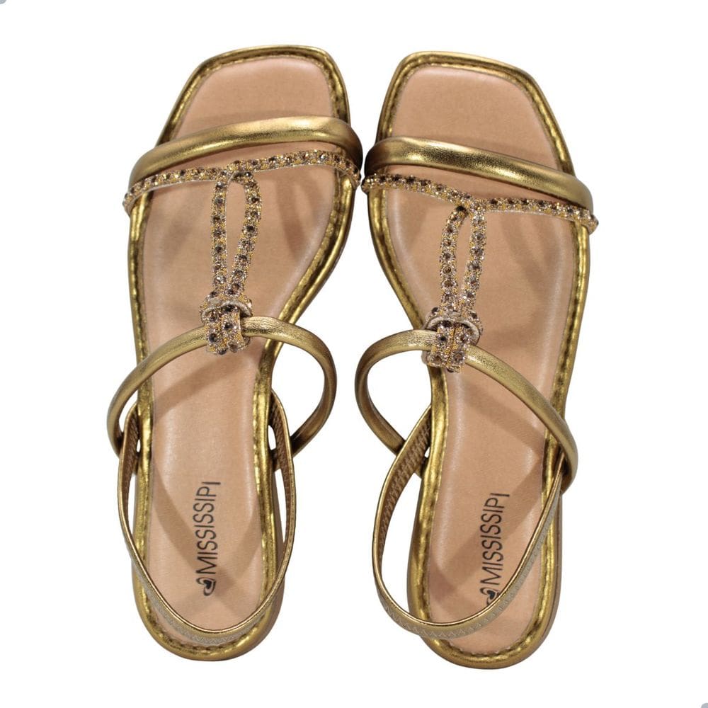 Sandália Rasteira Mississipi Mf842.0005 Ouro Velho/Bronze