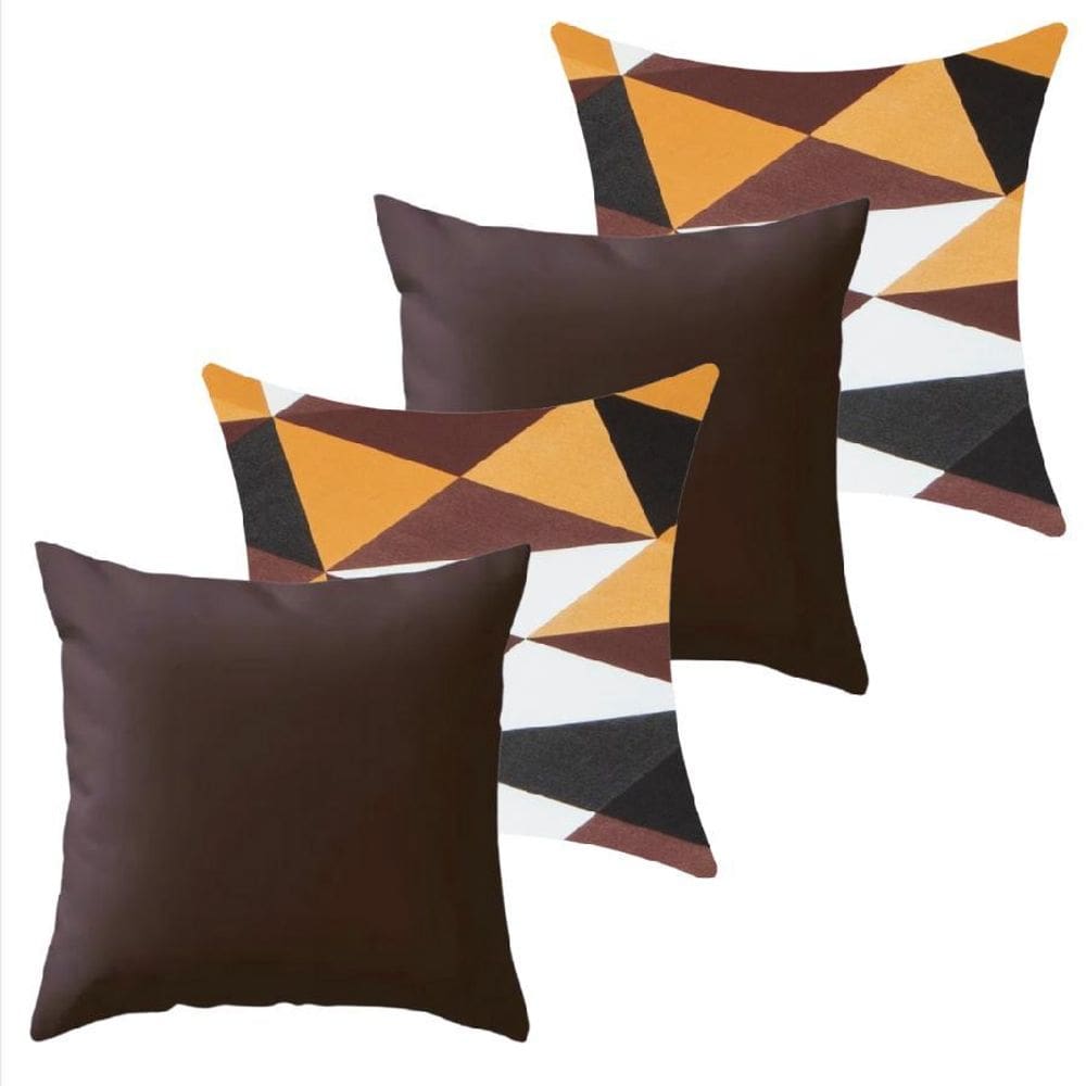 Kit 4 Capa De Almofada 40X40 Malha Com Zíper Lisa Estampada