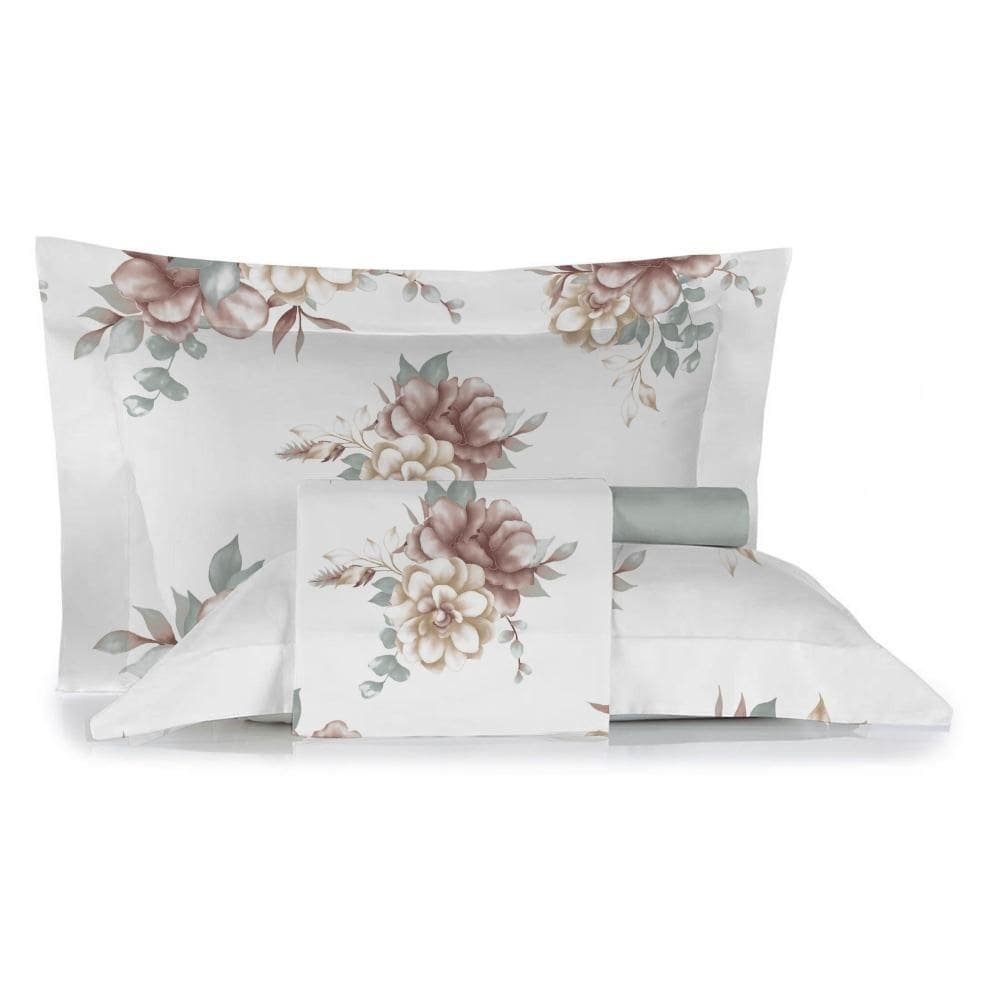 Jogo De Cama Casal 100% Algodão 180 Fios Nova América - 7898