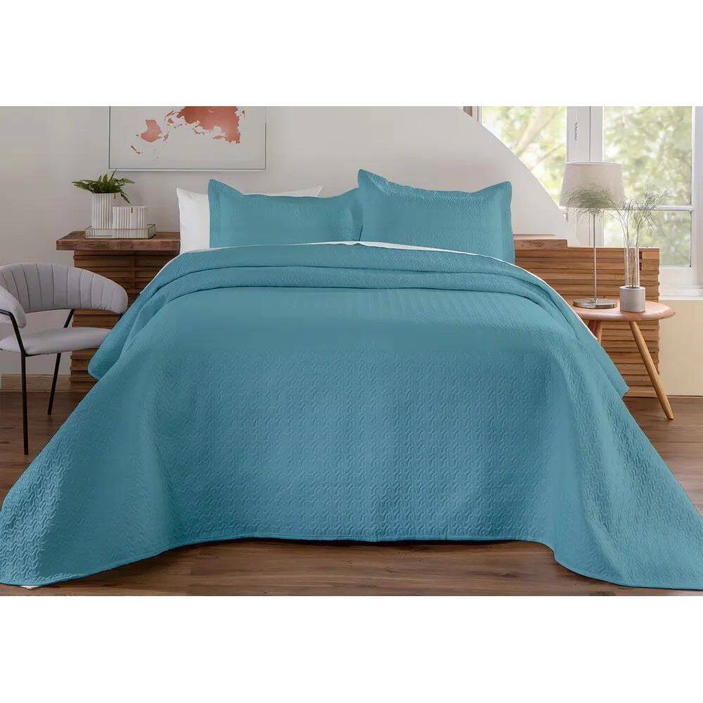 2X Decorella Colcha Cobre Leito Matelado Liso Queen 3 Peças