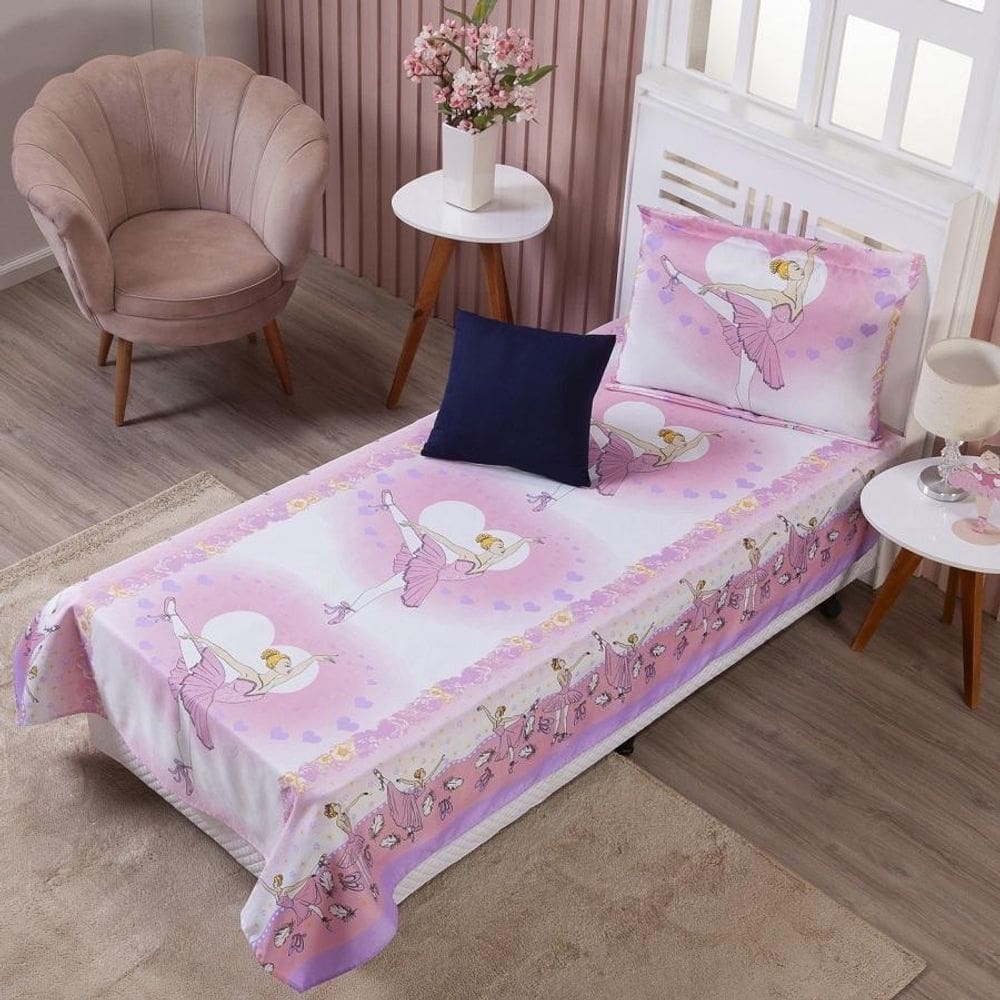 Colcha Cobre Leito Infantil Solteiro Menina Personagens +