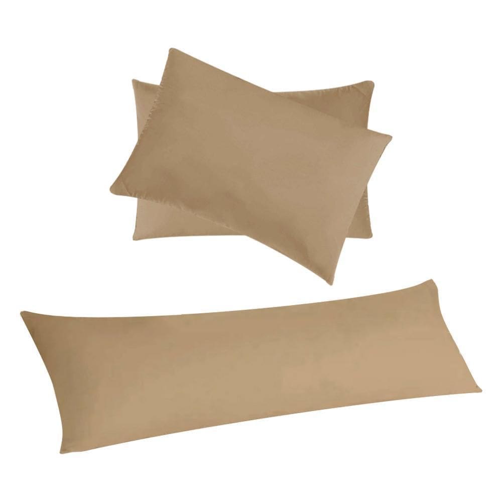 Capa Travesseiro Xuxão 1,30X0,40 + 2 Fronhas Algodão Bege