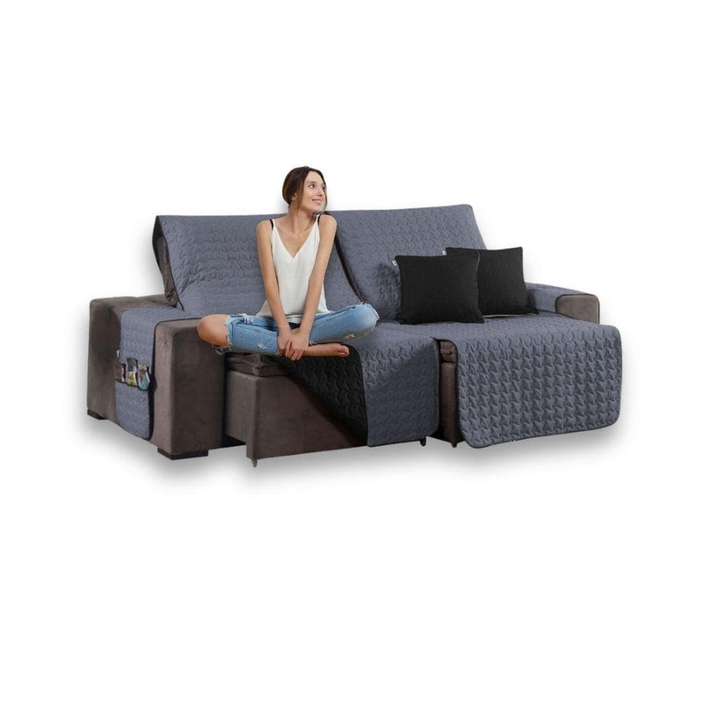 Kit Capa Protetora Sofá Retrátil 2,40M Shield Dupla Face +